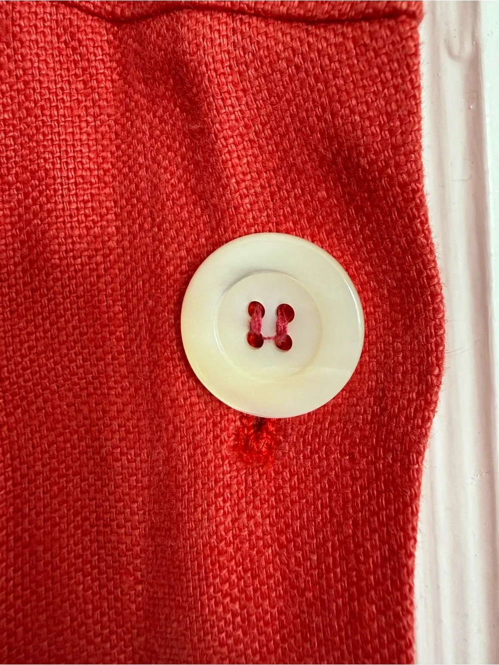 Loro Piana Coral Red Linen Dress With Side Button Detailing EU 44 - Picture 4 of 10